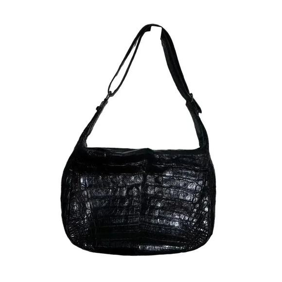 Vintage Alligator leather brown hobo handbag from Florance Italy 80's - Picture 1 of 11